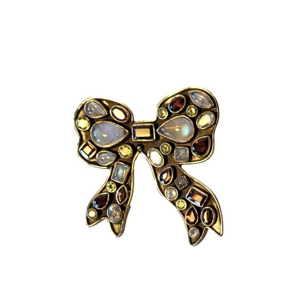 Nicky Butler Vintage Bow Brooch Garnet & Gemstone .925 Sterling Silver Rare - Picture 1 of 6
